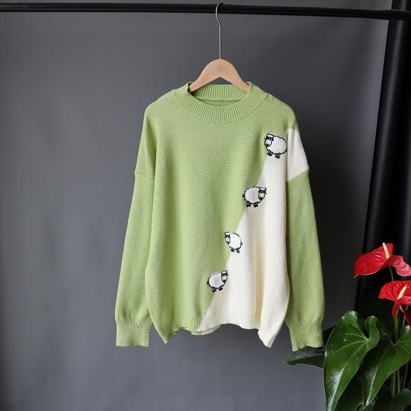 women's sweaters korean contrast color knitted pullover 2021 autumn winter cartoon embroidery women sweater long sleeve pull femme pull, White;black
women's sweaters korean contrast color knitted pullover 2021 autumn winter cartoon embroidery women sweater long sleeve pull femme pull, White;black
