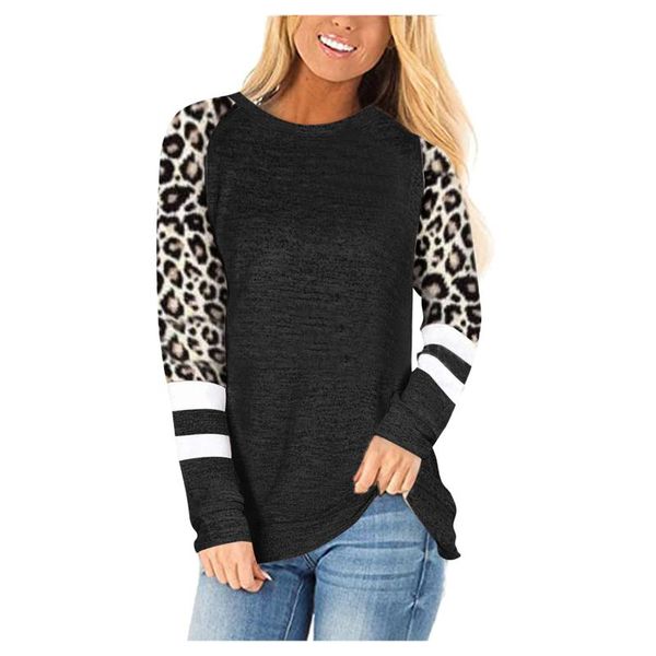 women's blouses & shirts blouses leopard printed stitching long-sleeved round neck vintage blouses casual t-shirt loose pullover female, White
women's blouses & shirts blouses leopard printed stitching long-sleeved round neck vintage blouses casual t-shirt loose pullover female, White