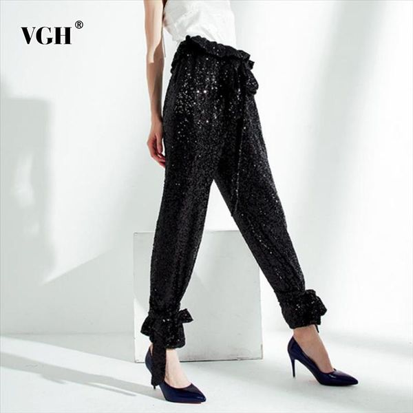vgh streetwear patchwork sequin trouser for women high waist lace up bowknot sashes casual wide leg pants female fashion new, Black;white
vgh streetwear patchwork sequin trouser for women high waist lace up bowknot sashes casual wide leg pants female fashion new, Black;white
