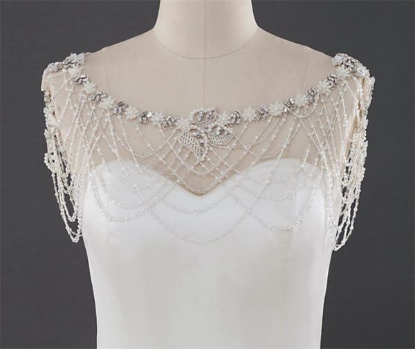 wedding bridal shawl jacket bolero wrap crystal rhinestone pearls lace shoulder wrap full body chain jewelry prom jewelry accessories white, Silver
wedding bridal shawl jacket bolero wrap crystal rhinestone pearls lace shoulder wrap full body chain jewelry prom jewelry accessories white, Silver