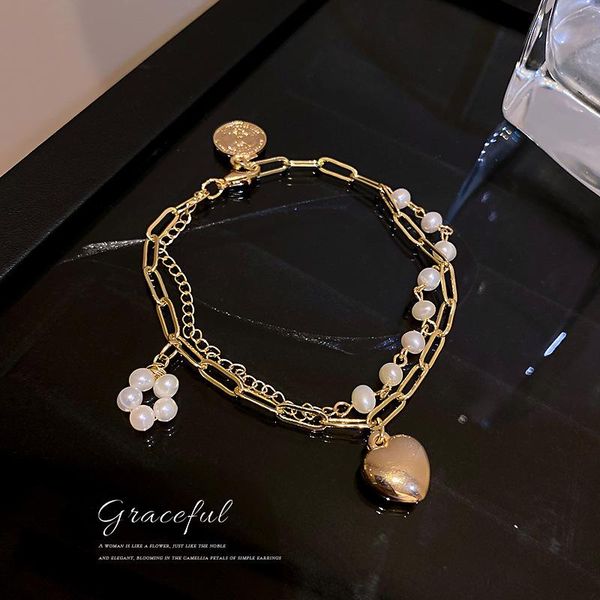 link, chain lovelink stainless steel women pendant bracelet trendy round pearl multilayer link charm, Black
link, chain lovelink stainless steel women pendant bracelet trendy round pearl multilayer link charm, Black