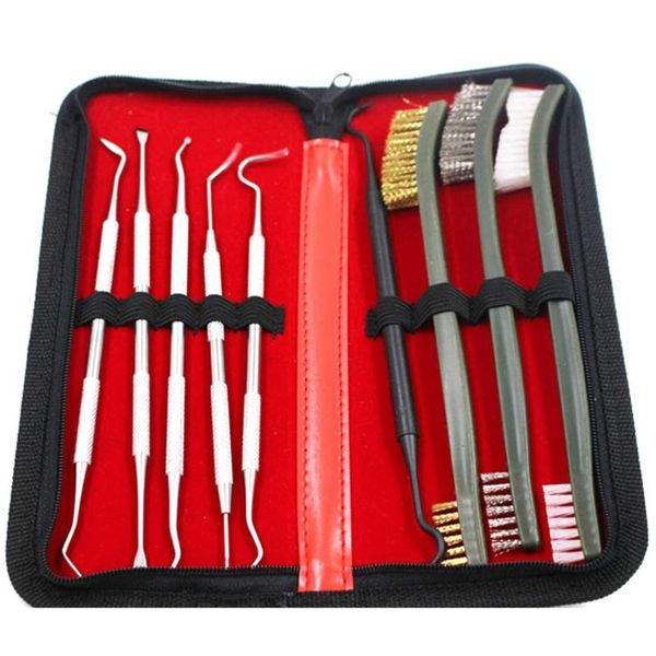 professional hand tool sets 9pcs/set gun cleaning kit set 3 brass steel nylon brush + 6 stainless pick tactical rifle pistol
professional hand tool sets 9pcs/set gun cleaning kit set 3 brass steel nylon brush + 6 stainless pick tactical rifle pistol