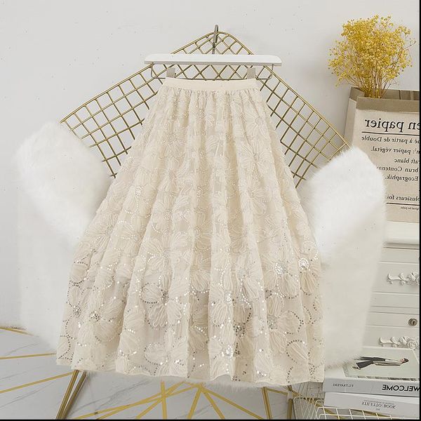 sequined floral lace elastic women skirt high waist long midi a line mesh patchwork loose casual vintage harajuku x998, Black
sequined floral lace elastic women skirt high waist long midi a line mesh patchwork loose casual vintage harajuku x998, Black