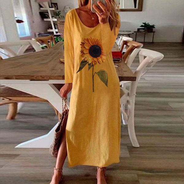 2021 new sleeve suower print elegant women autumn o-neck split long es ladies maxi plus vestidos 2ovv, Black;gray
2021 new sleeve suower print elegant women autumn o-neck split long es ladies maxi plus vestidos 2ovv, Black;gray