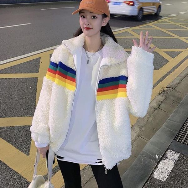zoki thick winter women hoodies harajuku rainbow striped warm furry cotton half high collar female sweatshirt casual korean coat, Black
zoki thick winter women hoodies harajuku rainbow striped warm furry cotton half high collar female sweatshirt casual korean coat, Black