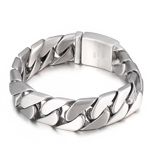 link, chain 17mm punk men women brush matte stainless steel curb cuban bracelets rock hiphop bike biker jewelry bracelet bangle, Black
link, chain 17mm punk men women brush matte stainless steel curb cuban bracelets rock hiphop bike biker jewelry bracelet bangle, Black