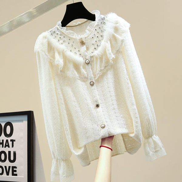 diamond lace womens shirt 2021 spring loose elegant ruffle furry elastic blouse female long sleeve casual shirts basic, White
diamond lace womens shirt 2021 spring loose elegant ruffle furry elastic blouse female long sleeve casual shirts basic, White