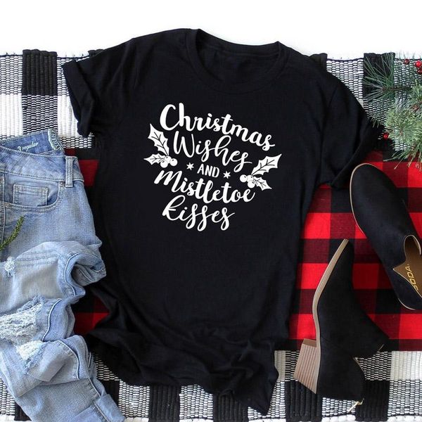 women's t-shirt christmas wishes and mistletoe kisses letter graphic women tshirt cotton o neck clothing short sleeve tees dorop ship g, White
women's t-shirt christmas wishes and mistletoe kisses letter graphic women tshirt cotton o neck clothing short sleeve tees dorop ship g, White