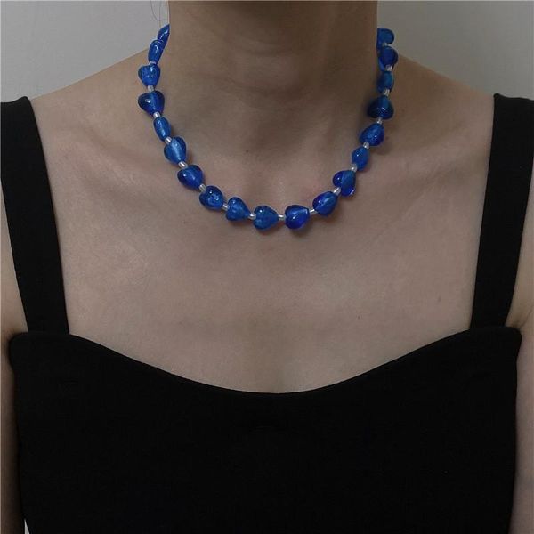 chains korean vintage blue love heart beaded imitation pearl heart-shaped resin necklace for women clavicle chain jewelry gifts, Silver
chains korean vintage blue love heart beaded imitation pearl heart-shaped resin necklace for women clavicle chain jewelry gifts, Silver