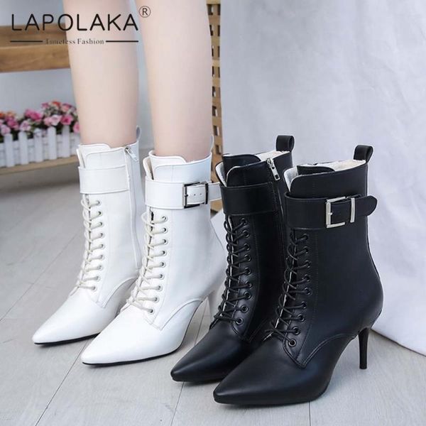 boots lapolaka 2021 arrivals warm plush thin heels buckle women sheos cross-tied party shoes ladies, Black
boots lapolaka 2021 arrivals warm plush thin heels buckle women sheos cross-tied party shoes ladies, Black