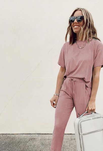 women tracksuits set lounge wear short sleeve and long pants sweat suits elastic waist casual solid outfits 2 pieces set, Gray
women tracksuits set lounge wear short sleeve and long pants sweat suits elastic waist casual solid outfits 2 pieces set, Gray