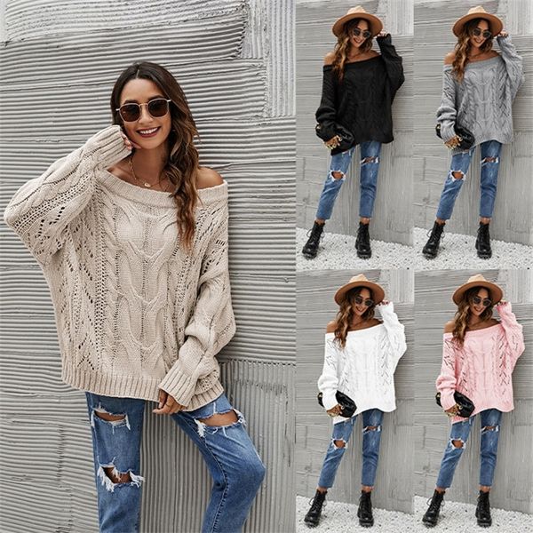 aw2021 off shoulder large loose knit one neck solid pullover sweater women, White;black
aw2021 off shoulder large loose knit one neck solid pullover sweater women, White;black