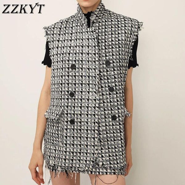 women's vests zzkyt 2021 women autumn vintage tweed pockets suit tank fashion o-neck sleeveless double breasted female vest chic, Black;white
women's vests zzkyt 2021 women autumn vintage tweed pockets suit tank fashion o-neck sleeveless double breasted female vest chic, Black;white
