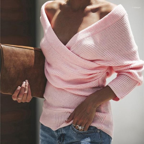 women sweaters off shoulder solid color long sleeve knitted pullover sweater winter deep v-neck loose jumpers sueter mujer1, White;black
women sweaters off shoulder solid color long sleeve knitted pullover sweater winter deep v-neck loose jumpers sueter mujer1, White;black