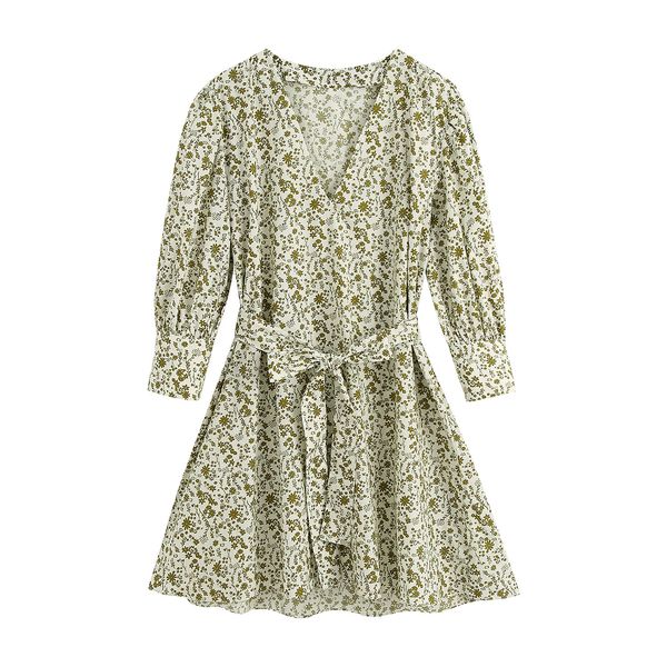2021 new women stylish printed mini fashion v neck long sleeves with belt female es vestidos mujer l74i, Black;gray
2021 new women stylish printed mini fashion v neck long sleeves with belt female es vestidos mujer l74i, Black;gray