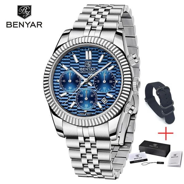 wristwatches benyar 40mm chronograph quartz business watch for men stainless steel 100m sports waterproof montre homme, Slivery;brown
wristwatches benyar 40mm chronograph quartz business watch for men stainless steel 100m sports waterproof montre homme, Slivery;brown