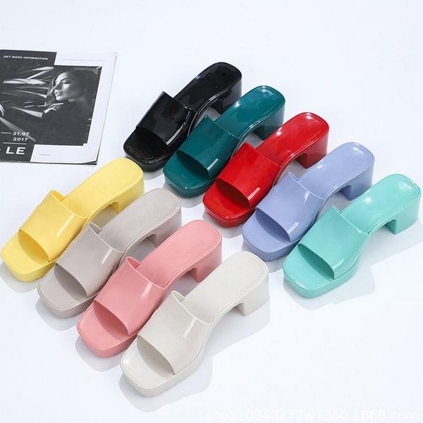 candy color women jelly sandals square toes slip on chunky high heels shoes summer stylish wedding party solid girls, Black
candy color women jelly sandals square toes slip on chunky high heels shoes summer stylish wedding party solid girls, Black
