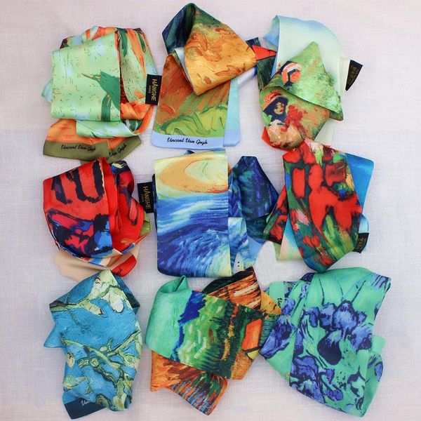 scarves autumn two layer silk scarf famous oil painting luxury bag strap soft ribbons chic neck small size long headband bandeau, Blue;gray
scarves autumn two layer silk scarf famous oil painting luxury bag strap soft ribbons chic neck small size long headband bandeau, Blue;gray