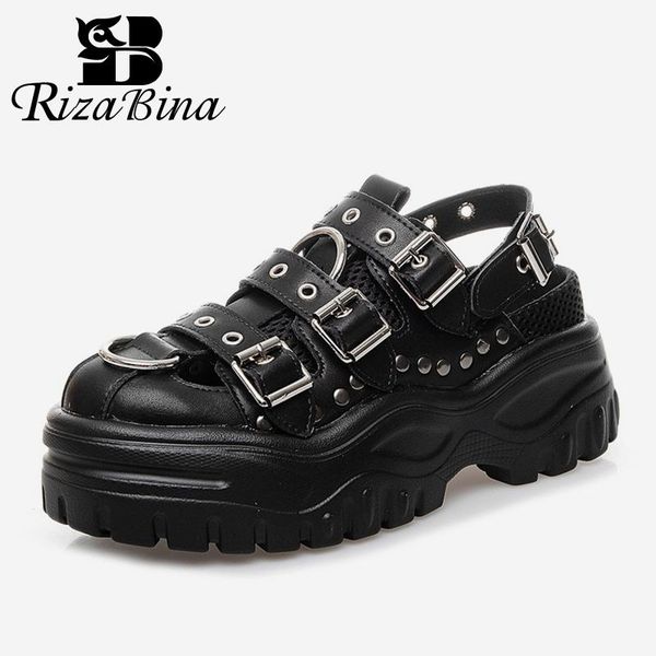 rizabina size 35-40 women real leather shoes sandals punk style buckle strap thick bottom patform shoes rivets outdoor footwear, Black
rizabina size 35-40 women real leather shoes sandals punk style buckle strap thick bottom patform shoes rivets outdoor footwear, Black
