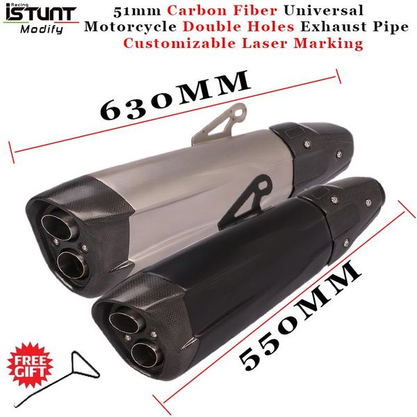 motorcycle exhaust system 51mm carbon fiber universal double holes escape pipe muffler for fz800 tmax500 gsx1300r cb600 f800gs zx-10r
motorcycle exhaust system 51mm carbon fiber universal double holes escape pipe muffler for fz800 tmax500 gsx1300r cb600 f800gs zx-10r