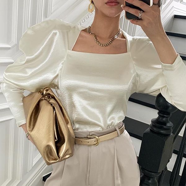 women's blouses & shirts vintage korean white women blouse long sleeve square collar shirt elegant slim wild glossy velvet silky female
women's blouses & shirts vintage korean white women blouse long sleeve square collar shirt elegant slim wild glossy velvet silky female
