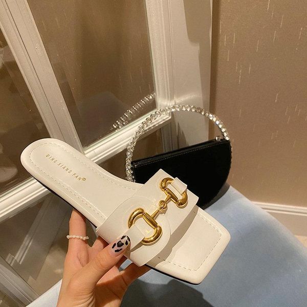 slippers 2021 summer daily solid flat comfortable soft bottom fashionable metal buckle square slides, Black
slippers 2021 summer daily solid flat comfortable soft bottom fashionable metal buckle square slides, Black