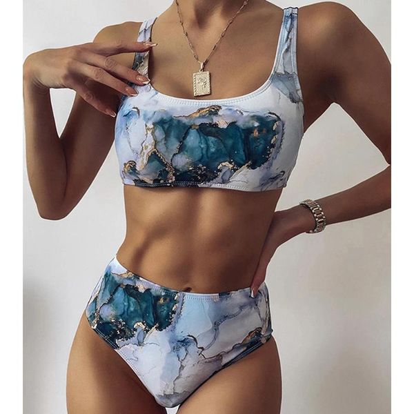 women's swimwear 2021 print sport bandeau push up bikinis marble women swimsuit high waist bathing suit beach wear, White;black
women's swimwear 2021 print sport bandeau push up bikinis marble women swimsuit high waist bathing suit beach wear, White;black