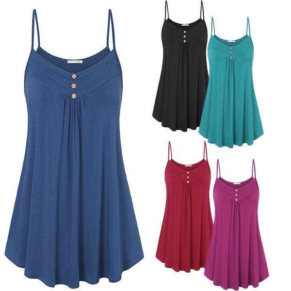 selling womens clothes spring summer vest camisole three button womens clothing, Black;white
selling womens clothes spring summer vest camisole three button womens clothing, Black;white