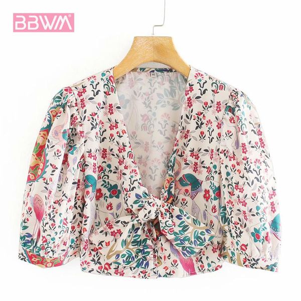 women's blouses & shirts slim puff sleeve v-neck chic female shirt summer wild french five-point sleeves elegant print knotted navel to, White
women's blouses & shirts slim puff sleeve v-neck chic female shirt summer wild french five-point sleeves elegant print knotted navel to, White