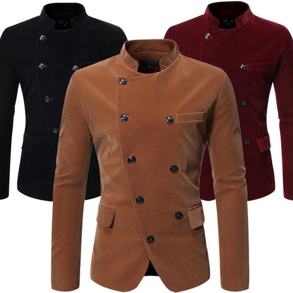 men's suits & blazers autumn men oblique placket double breasted blazer fashion stand collar slim fit casual suit jacket jaqueta mascul, White;black
men's suits & blazers autumn men oblique placket double breasted blazer fashion stand collar slim fit casual suit jacket jaqueta mascul, White;black