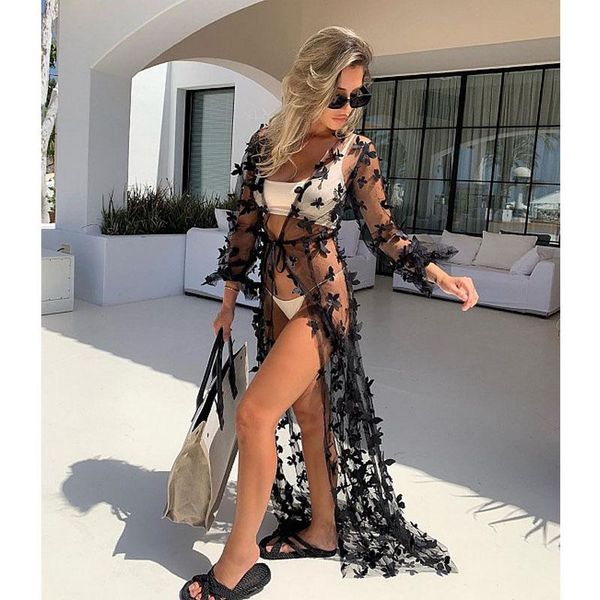 women's swimwear beachwear cover-up summer beach suburb see-through long cardigan top, White;black
women's swimwear beachwear cover-up summer beach suburb see-through long cardigan top, White;black