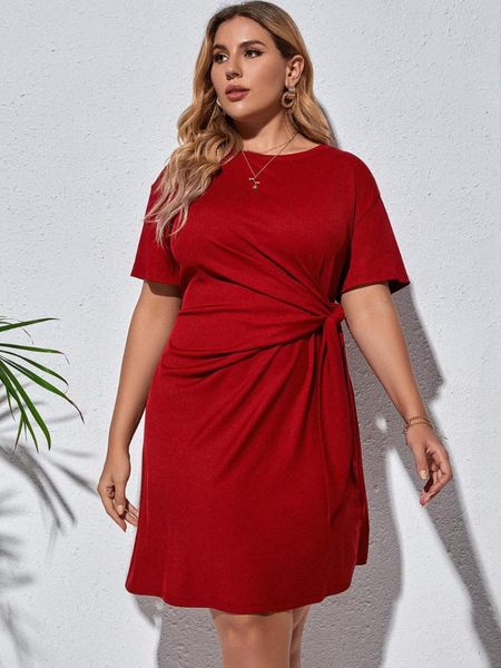 plus size dresses 2021 summer large dress women o neck short sleeve solid casual midi dresss belted red clothing, Black
plus size dresses 2021 summer large dress women o neck short sleeve solid casual midi dresss belted red clothing, Black