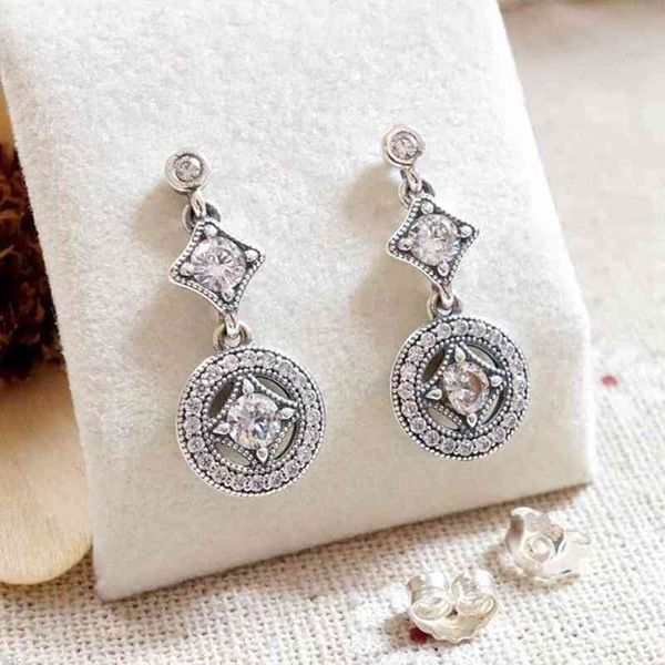 925 sterling silver vintage allure with clear cz fashion dangle earrings fits all european pandora jewelry for women, Golden
925 sterling silver vintage allure with clear cz fashion dangle earrings fits all european pandora jewelry for women, Golden