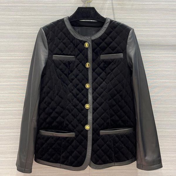 women's jackets vintage black velours patchwork sheepskin-sleeve jacket women o-neck four pockets fashion argyle coat lady 2021, Black;brown
women's jackets vintage black velours patchwork sheepskin-sleeve jacket women o-neck four pockets fashion argyle coat lady 2021, Black;brown