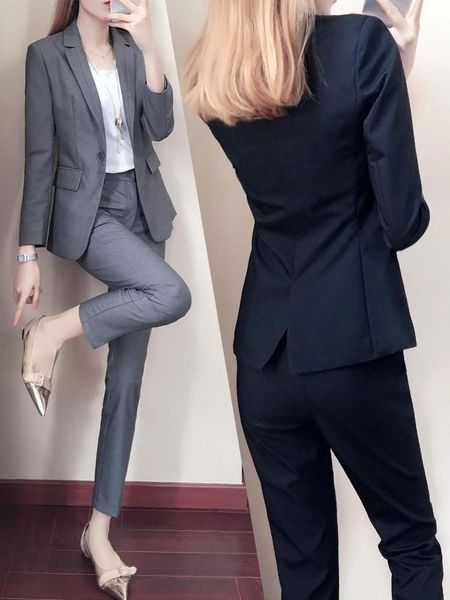women's suits & blazers 2021 spring professional suit woman high end formal and pants 2 pieces office set grey black color, White;black
women's suits & blazers 2021 spring professional suit woman high end formal and pants 2 pieces office set grey black color, White;black