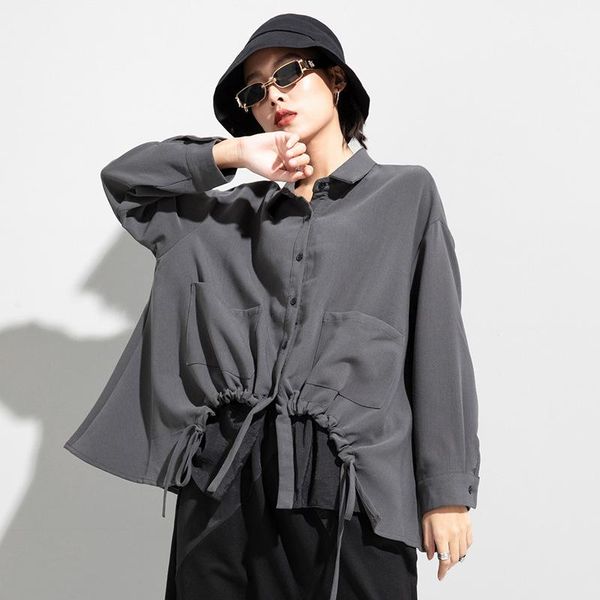 women drawstring patchwork big size fake two blouse new lapel long sleeve loose fit shirt fashion tide spring autumn shirts 2021, White
women drawstring patchwork big size fake two blouse new lapel long sleeve loose fit shirt fashion tide spring autumn shirts 2021, White