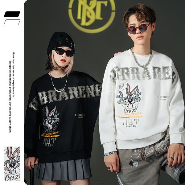 2021 autumn and winter new lovers wear long sve brand cartoon embroidery round neck pullover men's sweater, Black
2021 autumn and winter new lovers wear long sve brand cartoon embroidery round neck pullover men's sweater, Black