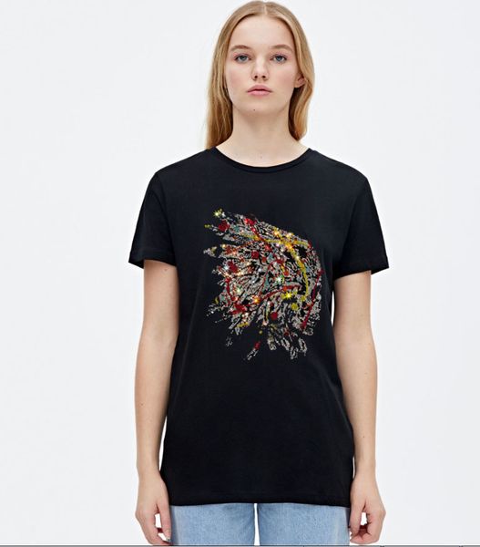 2021 new tshirts women the neck with short sleeves diamond t-shirt z363, White
2021 new tshirts women the neck with short sleeves diamond t-shirt z363, White