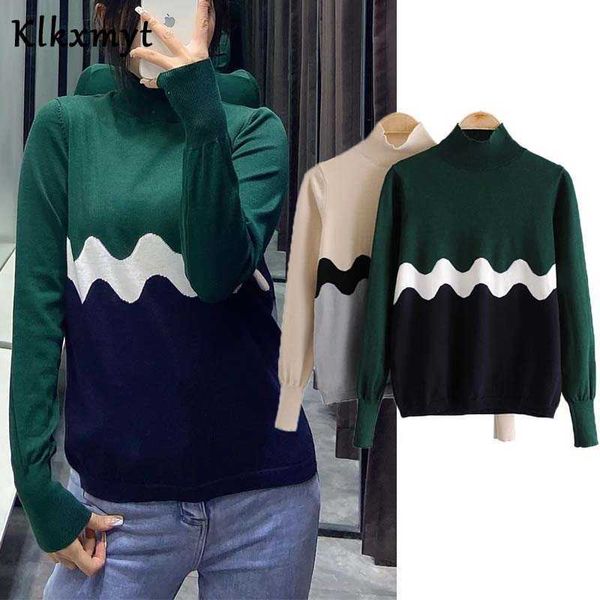 klkxmyt za sweaters women england style fashion stitching color vintage long sleeve turtleneck pullovers 210527, White;black
klkxmyt za sweaters women england style fashion stitching color vintage long sleeve turtleneck pullovers 210527, White;black