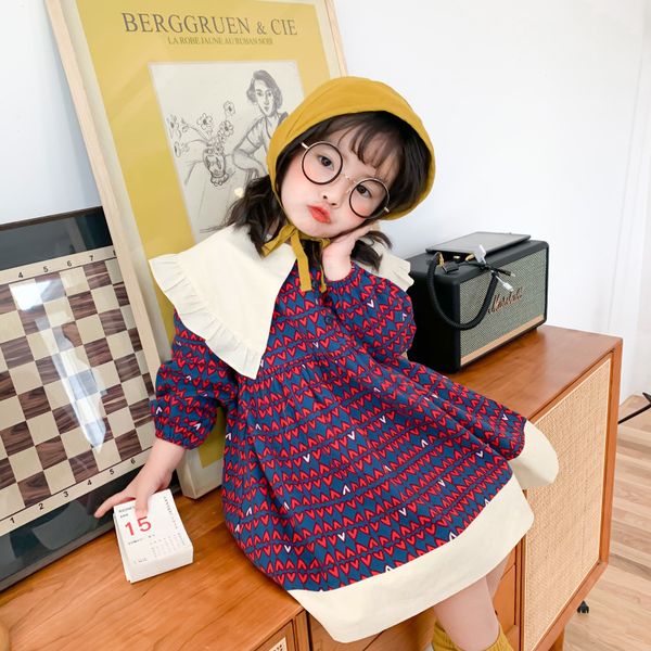 children dress spring new girls large lapel cotton long sleeve casual heart fashion children love princess dresses 210303, Red;yellow
children dress spring new girls large lapel cotton long sleeve casual heart fashion children love princess dresses 210303, Red;yellow
