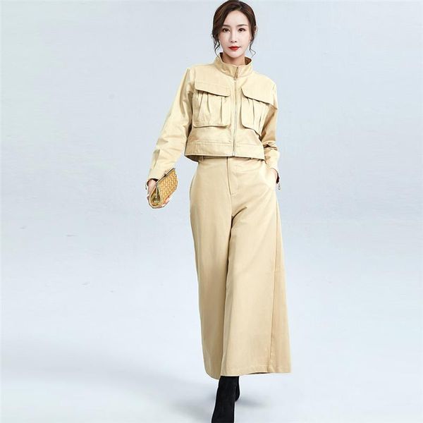 women's two piece pants 2021 autumn women jacket suit wide leg casual stand-up collar loose two-piece female set m266, White
women's two piece pants 2021 autumn women jacket suit wide leg casual stand-up collar loose two-piece female set m266, White