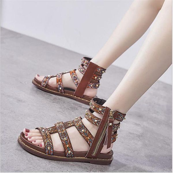 sandals summer style roman retro rivet student platform women's shoes flat bottom, Black
sandals summer style roman retro rivet student platform women's shoes flat bottom, Black