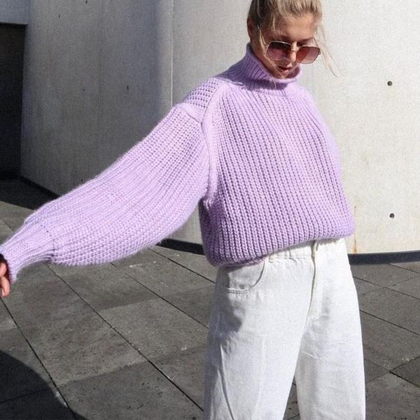 women's sweaters turtleneck knit pullovers vintage sweater women lantern sleeve loose casual fashion purple streetwear elegant lady wi, White;black
women's sweaters turtleneck knit pullovers vintage sweater women lantern sleeve loose casual fashion purple streetwear elegant lady wi, White;black