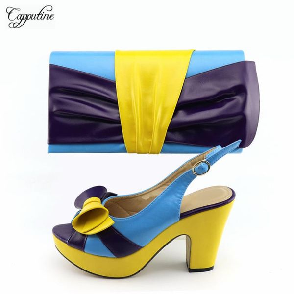 dress shoes nice yellow with black and blue evening party high heel sandal handbag set cr2127 height 10cm
dress shoes nice yellow with black and blue evening party high heel sandal handbag set cr2127 height 10cm