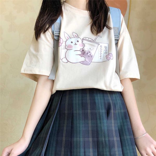 women's t-shirt japanese kawaii fashion t-shirts women 2021 summer soft girls tshirt cute bunny anime female t shirt aestheti, White
women's t-shirt japanese kawaii fashion t-shirts women 2021 summer soft girls tshirt cute bunny anime female t shirt aestheti, White