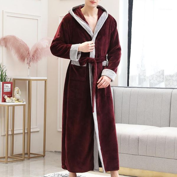 men's sleepwear mens fashion autumn winter warm flannel night robe 2021 male soft long pajamas comfortable home casual, Black;brown
men's sleepwear mens fashion autumn winter warm flannel night robe 2021 male soft long pajamas comfortable home casual, Black;brown
