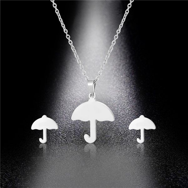 european and american popular umbrella necklace personality stainless steel necklace earring set decoration, Silver
european and american popular umbrella necklace personality stainless steel necklace earring set decoration, Silver