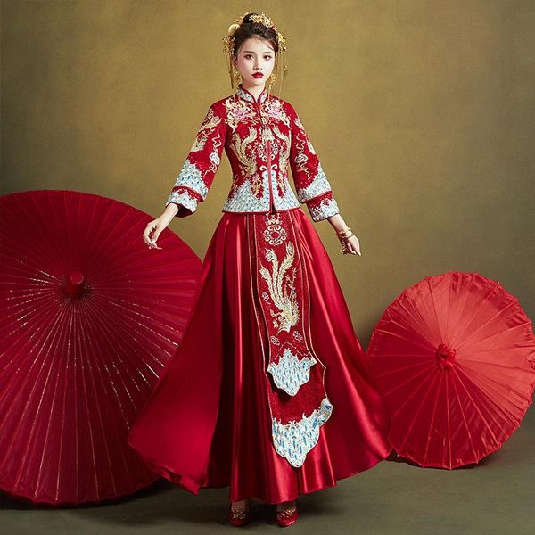 chinese bride wedding party toast dress sweet embroidery dragon and phoenix gown lady marry satin women qipao cheongsam vestidos, Red
chinese bride wedding party toast dress sweet embroidery dragon and phoenix gown lady marry satin women qipao cheongsam vestidos, Red