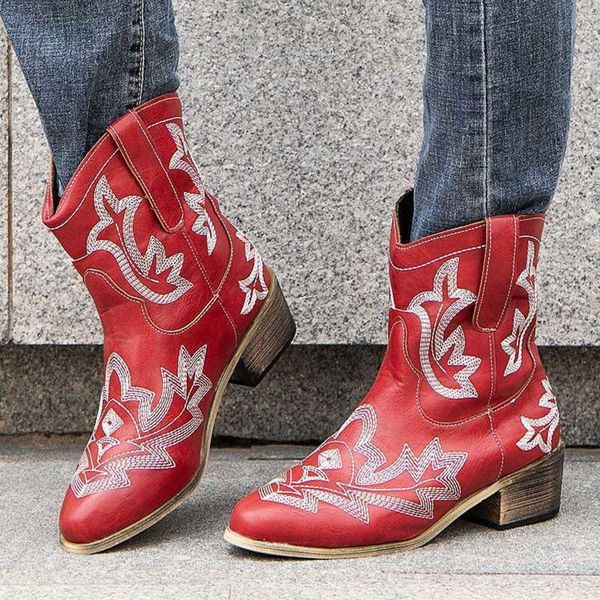 2020 large slope heel women's shoes embroidered totem solid pointed autumn and winter single boots, White;red
2020 large slope heel women's shoes embroidered totem solid pointed autumn and winter single boots, White;red