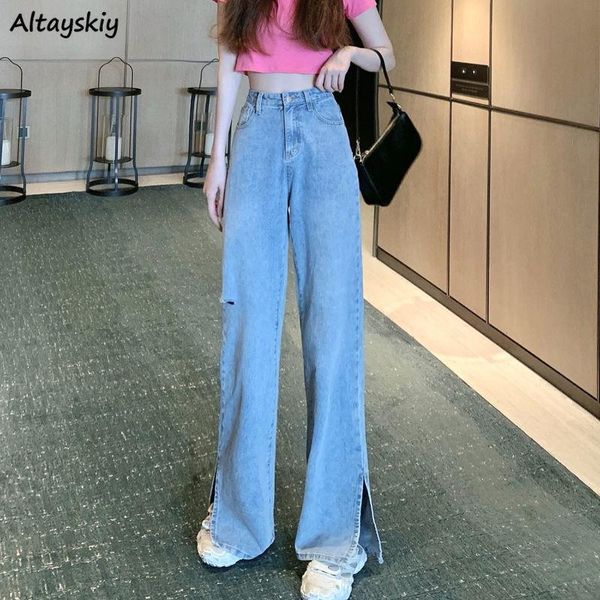 women's jeans women holes wide leg solid side-slit design elegant korean style fashion streetwear all-match denim trousers simple tende, Blue
women's jeans women holes wide leg solid side-slit design elegant korean style fashion streetwear all-match denim trousers simple tende, Blue